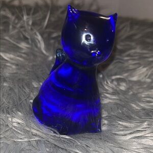 VTG Legends Of Murano Seated Cat Cobalt Blue Blown Art Glass Figurine